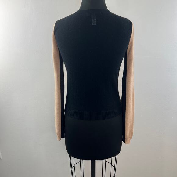 SI-IAE Beige Black Wool Cardigan Sweater Button-Down Long Sleeves Size S Small - Picture 5 of 8